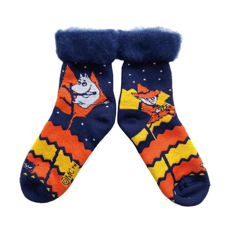 MOOMIN（フィンランド製モコモコソックス）moomin&snufkin ムーミンとスナフキン ネイビー